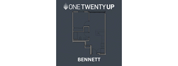 A floor plan of a house with the words "ONE TWENTY UP" and "BENNETT" displayed.