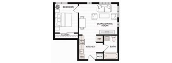 One Bedroom B Floor Plan