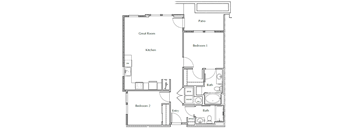 a floor plan of two bedroom b at The Vaughn