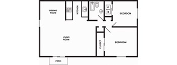 a floor plan of a living room with a dinning room and a bedroom