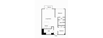 a floor plan of a living room and a kitchen