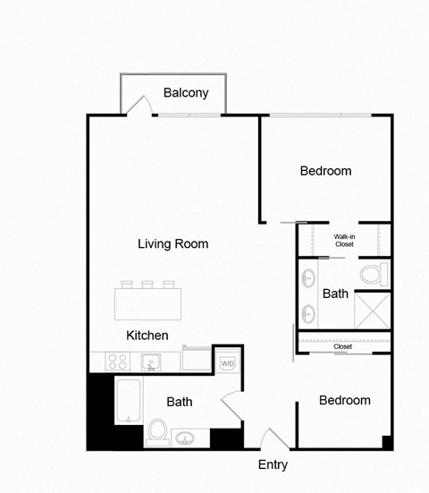 a floor plan of a living room and a kitchen