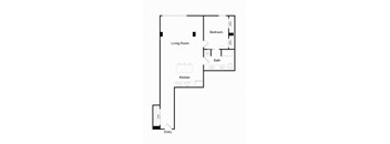a floor plan of a house with a bedroom and a living room