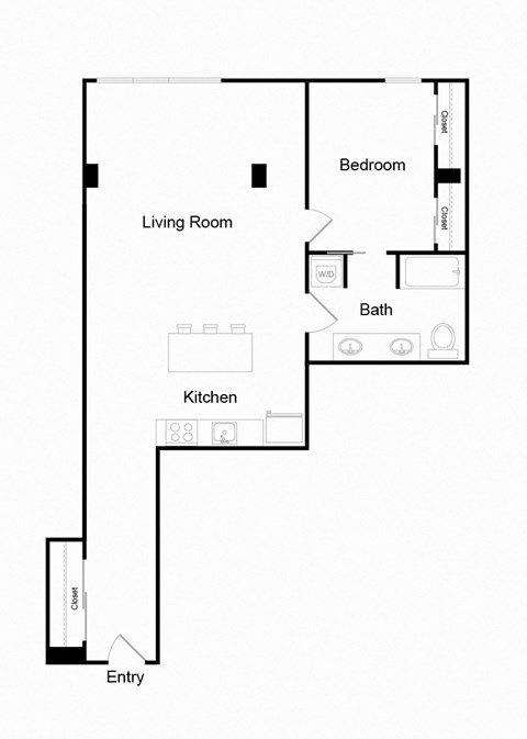 a floor plan of a house with a bedroom and a living room