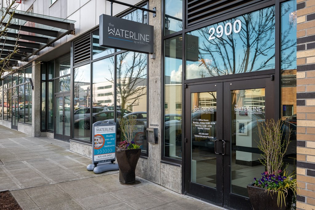 the entrance building on the street