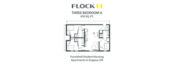 a floor plan of a three bedroom apartment with roommates