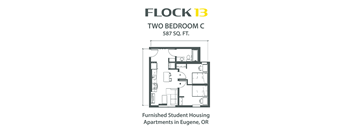a floor plan of two bedroom condo with roommates