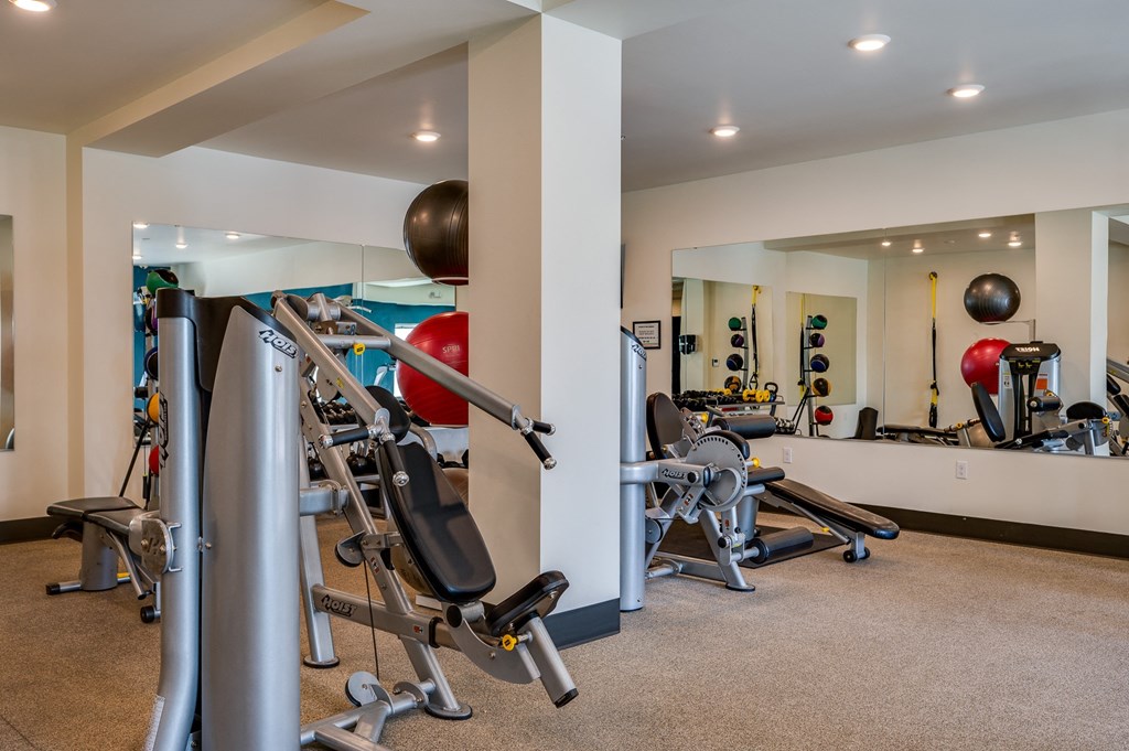 gym with exercise equipment in the clubhouse at trillium