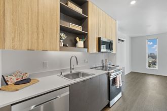 a kitchen in a 555 waverly unit