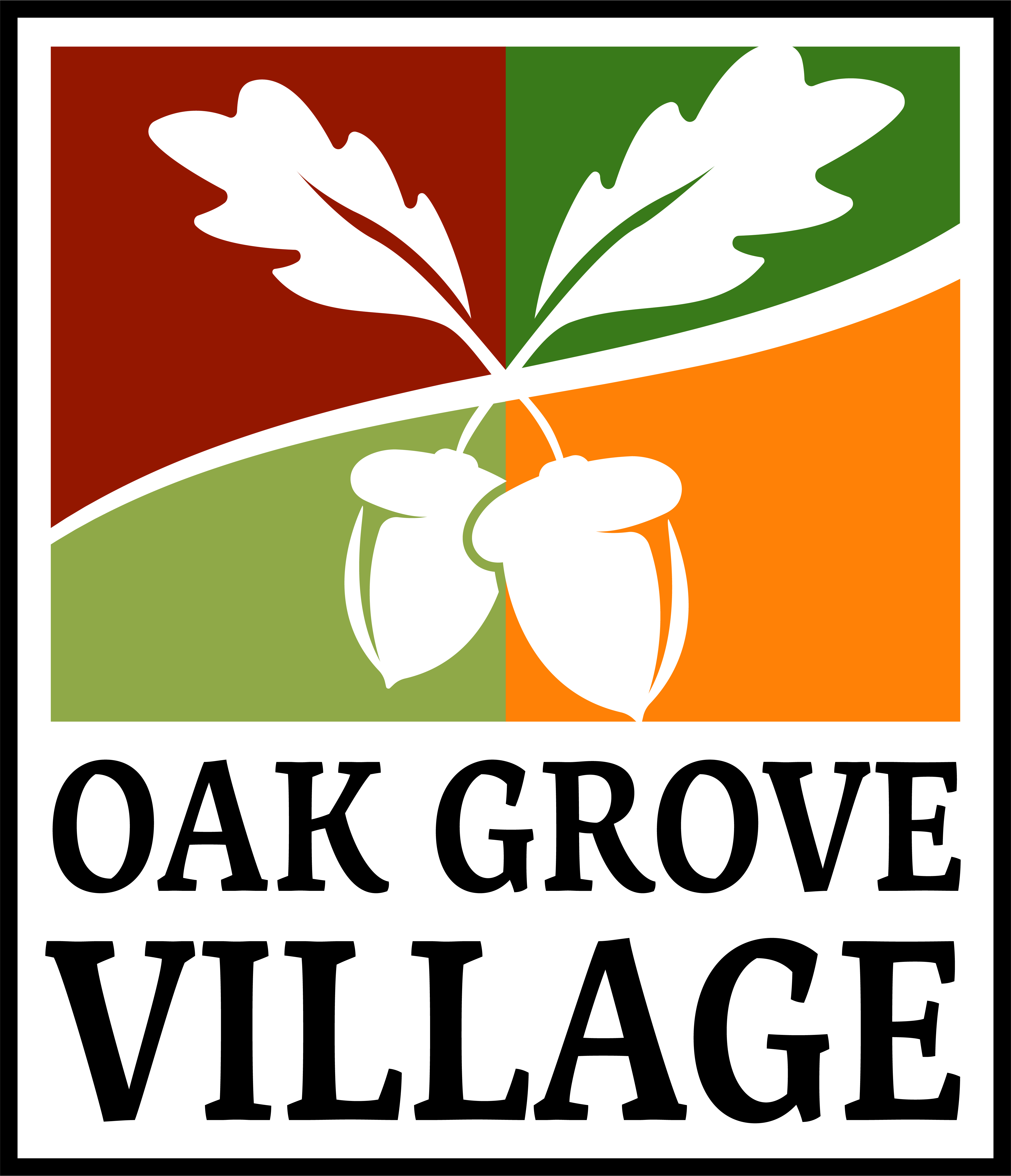 The image is a logo for Oak Grove Village.