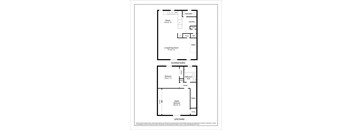 A floor plan of a house with two staircases, one leading to the living/dining room and the other to the master bedroom.