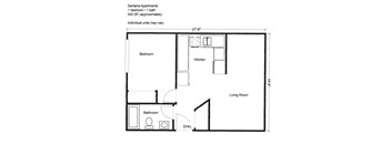 A floor plan for a 540 square foot apartment with one bedroom and one bath.