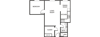 A black and white image of a floor plan of a house with labeled rooms.