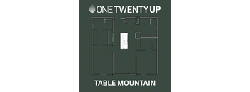 A floor plan of a building with the name "ONE TWENTY UP" and "TABLE MOUNTAIN" written on it.