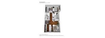 A floor plan of a Type B2' floor plan for the Terra Lofts Apartments.