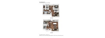 A floor plan for a 1 bedroom apartment at the 2nd floor of the building.