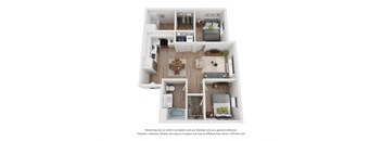 a stylized floor plan of a 1 bedroom apartment