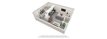 this is a 3d floor plan of a 618 square foot 1 bedroom apartment at the