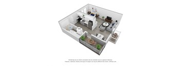 3D Floor Plan | One Bed B | 533 SQFT