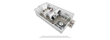 3D Floor Plan | One Bed A | 513 SQFT