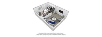 3D Floor Plan | Studio | 401 SQFT