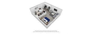 3D Floor Plan | Studio C | 476 SQFT