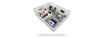 3D Floor Plan | Studio B | 438 SQFT