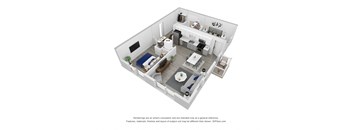 3D Floor Plan | 2 Bed | 769 SQFT