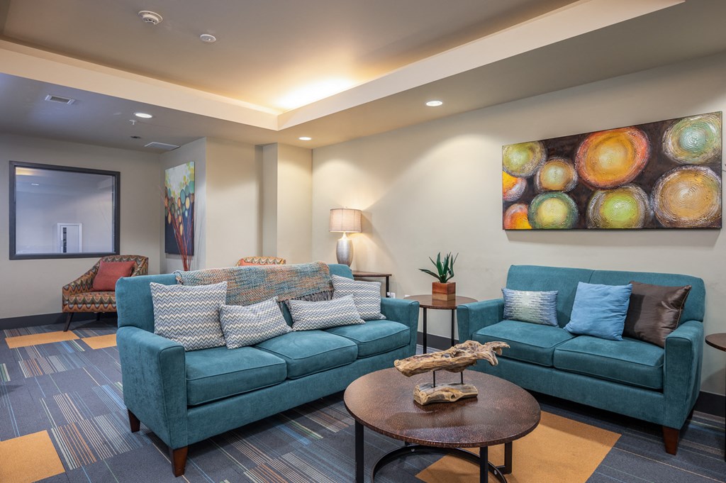 Studios in Everett WA - The Waterline - Vibrant Work Shop and Craft Room with Storage Space and Table Seating