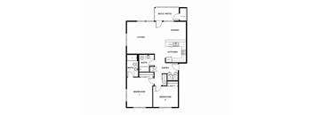 A black and white drawing of a house plan with a deck and patio.