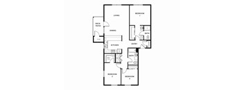 A black and white image of a floor plan for a house.