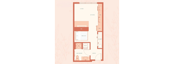 A floor plan of a living space with labeled rooms.