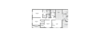 A black and white floor plan of a house with labeled rooms.