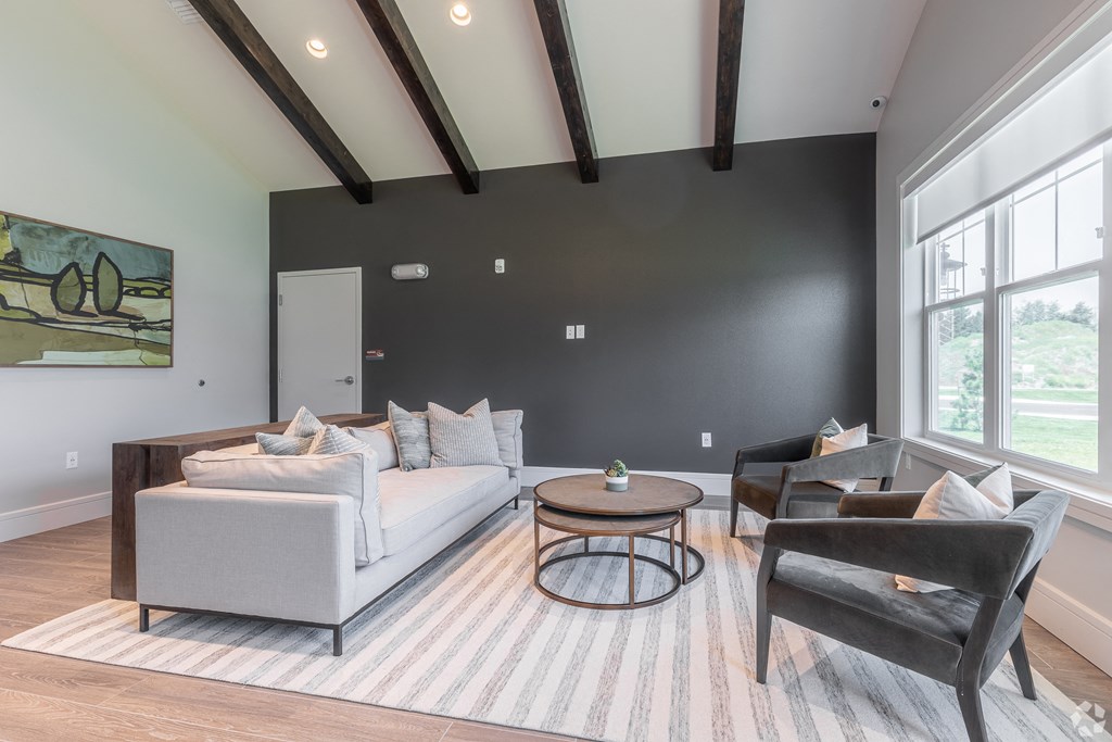 a living room with a couch and a coffee table