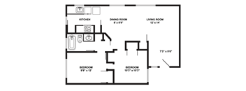 Bel Aire Court | Two Bedroom One Bathroom 875 square feet