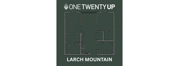 A floor plan of a house with the text "LARCH MOUNTAIN" and "ONE TWENTY UP" displayed.