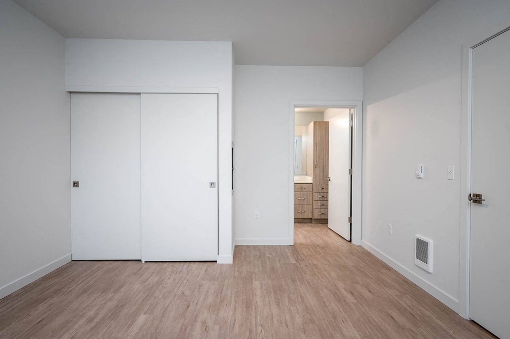 The Byway | #201 Large Primary Bedroom Closet and Bathroom