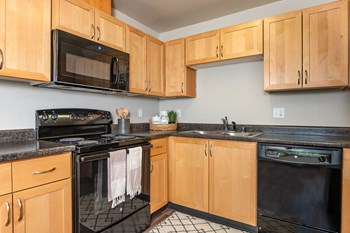 Wood cabinets and black appliance package - Photo Gallery 4