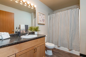 Bathroom with wide countertop vanity - Photo Gallery 13