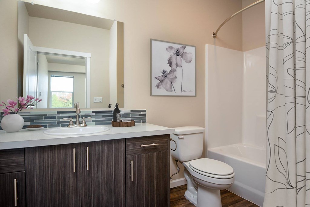 a bathroom with a sink toilet and a shower