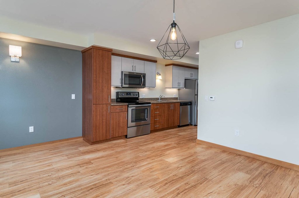 The Morgan | #404 Kitchen, Living Room and Dining Room