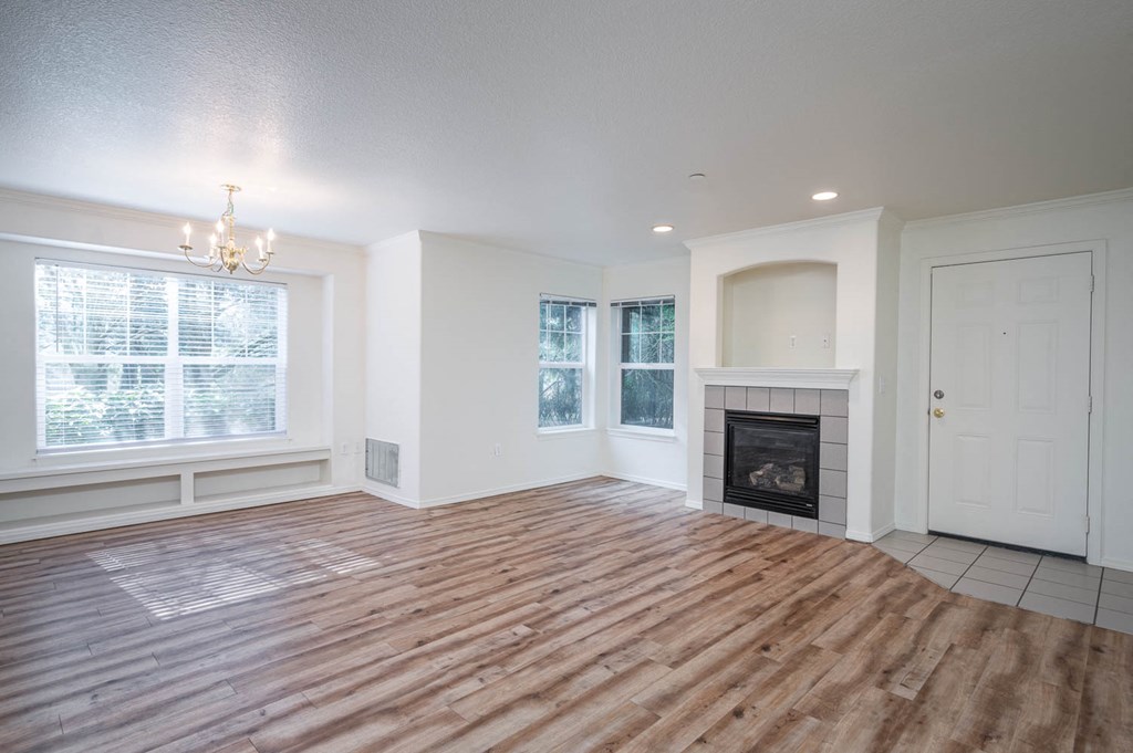 Village at Main Street | 2x2 Large Living Room with Fireplace and Large Light Filled Window