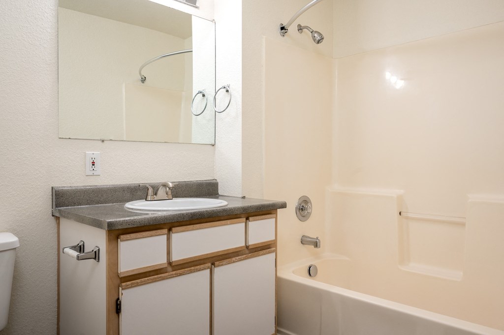a bathroom with a sink and a bathtub