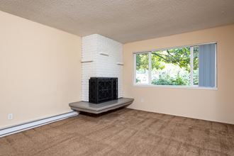Woodiside Vista | Living Room with Wood Burning Fireplace