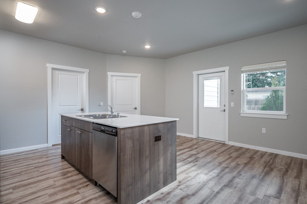 One Bedroom Kitchen and Living Room