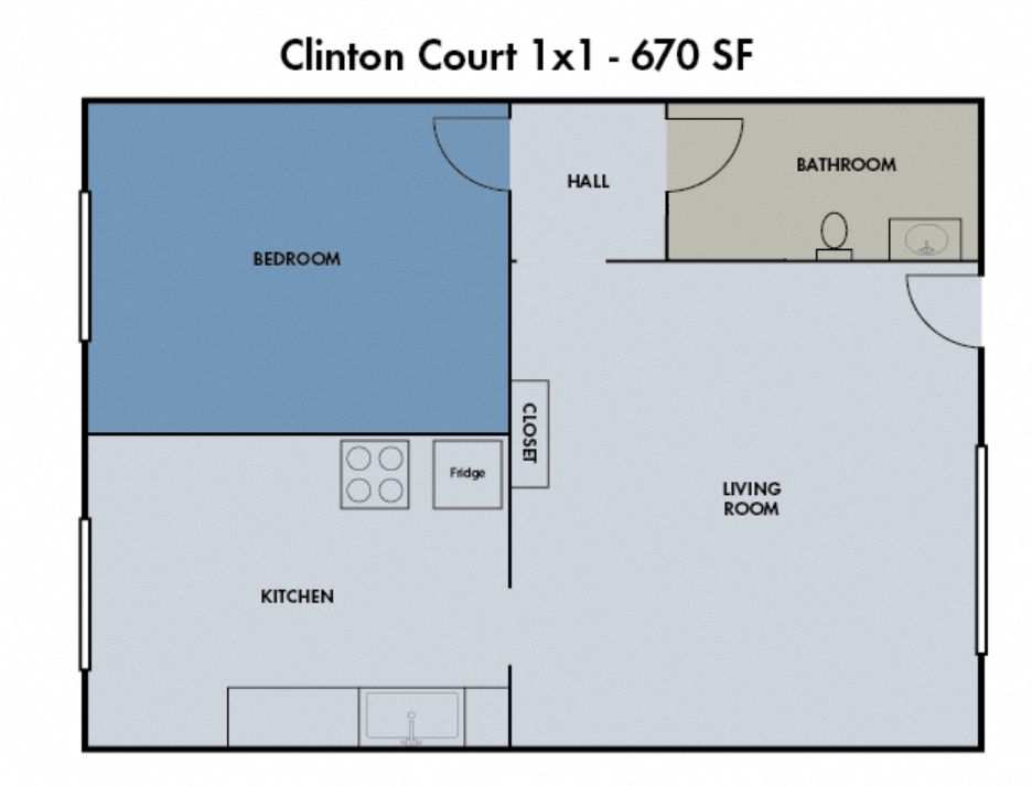 a floor plan of a 1 bedroom apartment