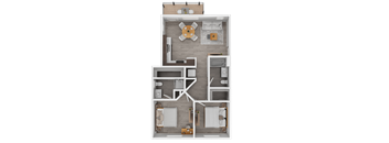 A top-down view of a house layout with a central courtyard.