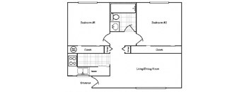 Arcade Apartments Corvallis Two Bedroom Floor Plan