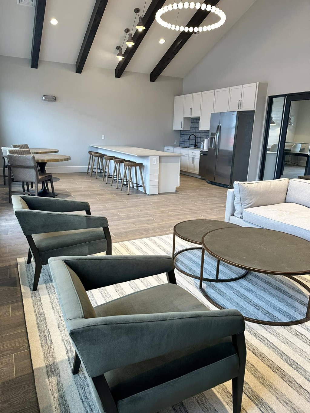 an open living room and kitchen in a house