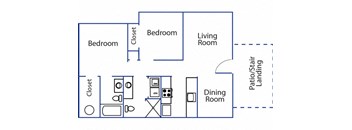 a floor plan of a home with a large living room and a dining room